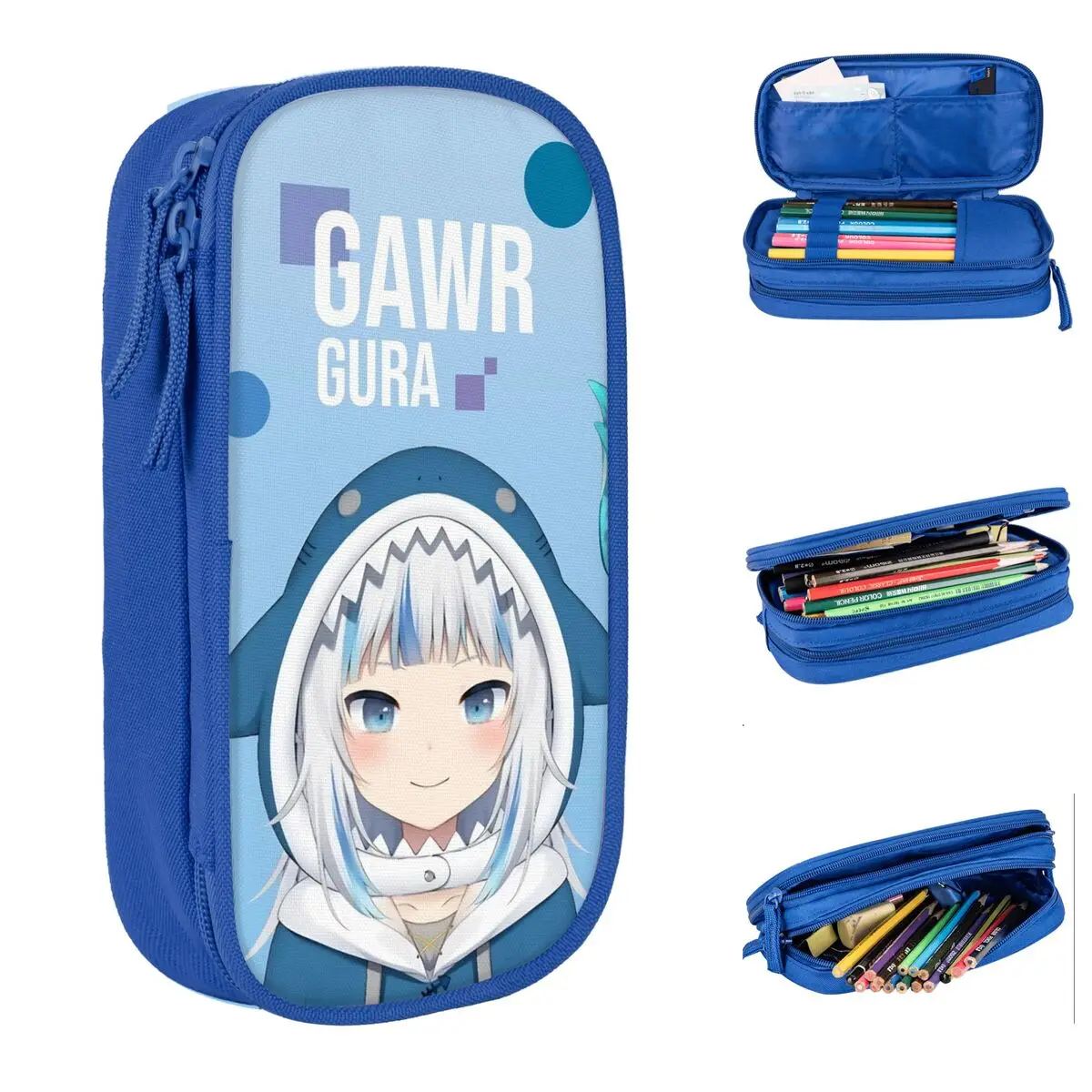 

Sameko Saba X Gawr Gura Merch Pen Box Large-capacity Kids Pen Case Amazing Gift