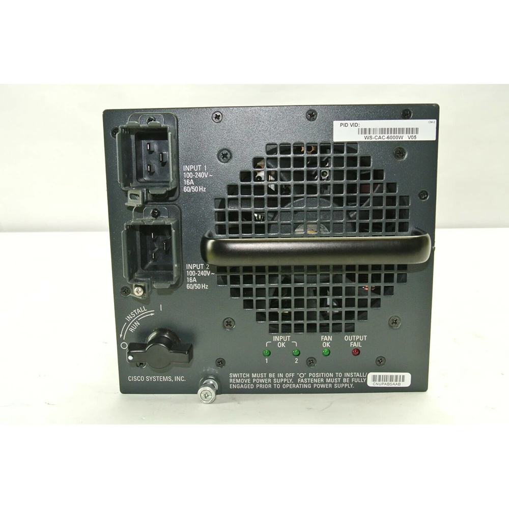 Original For CIsco WS-CAC-6000W Power Supply For WS-C6506-E 6509-E Switch High Quality Fully Tested Fast Ship