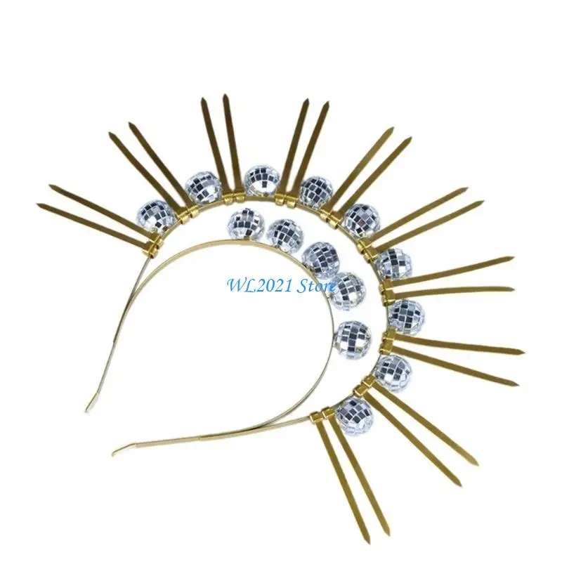 

G5GC Disco Ball Headband Wedding Hairband Delicate Headpiece for Weddings and Photo