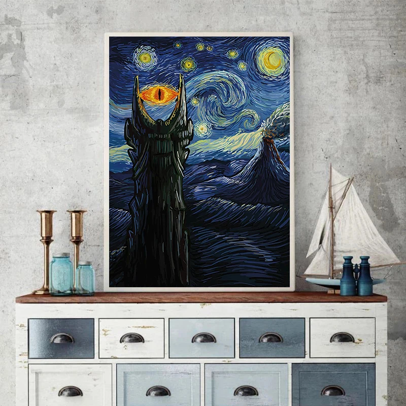 

Abstract The Starry Night Movie Lord of the Rings Poster Wall Art Prints Canvas Painting Wall Bedroom Living Room Home Decor