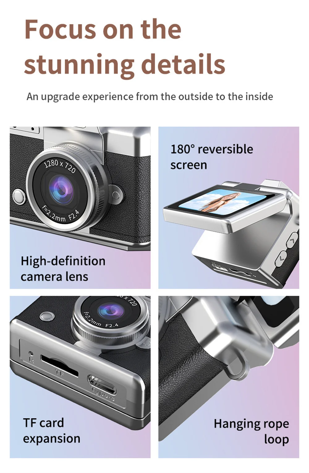 1080P Thumb Mini Camera Keychain Digital Camera Retro Camera HD Photo Travel Outdoor With Screen Support Memory Card for Kids