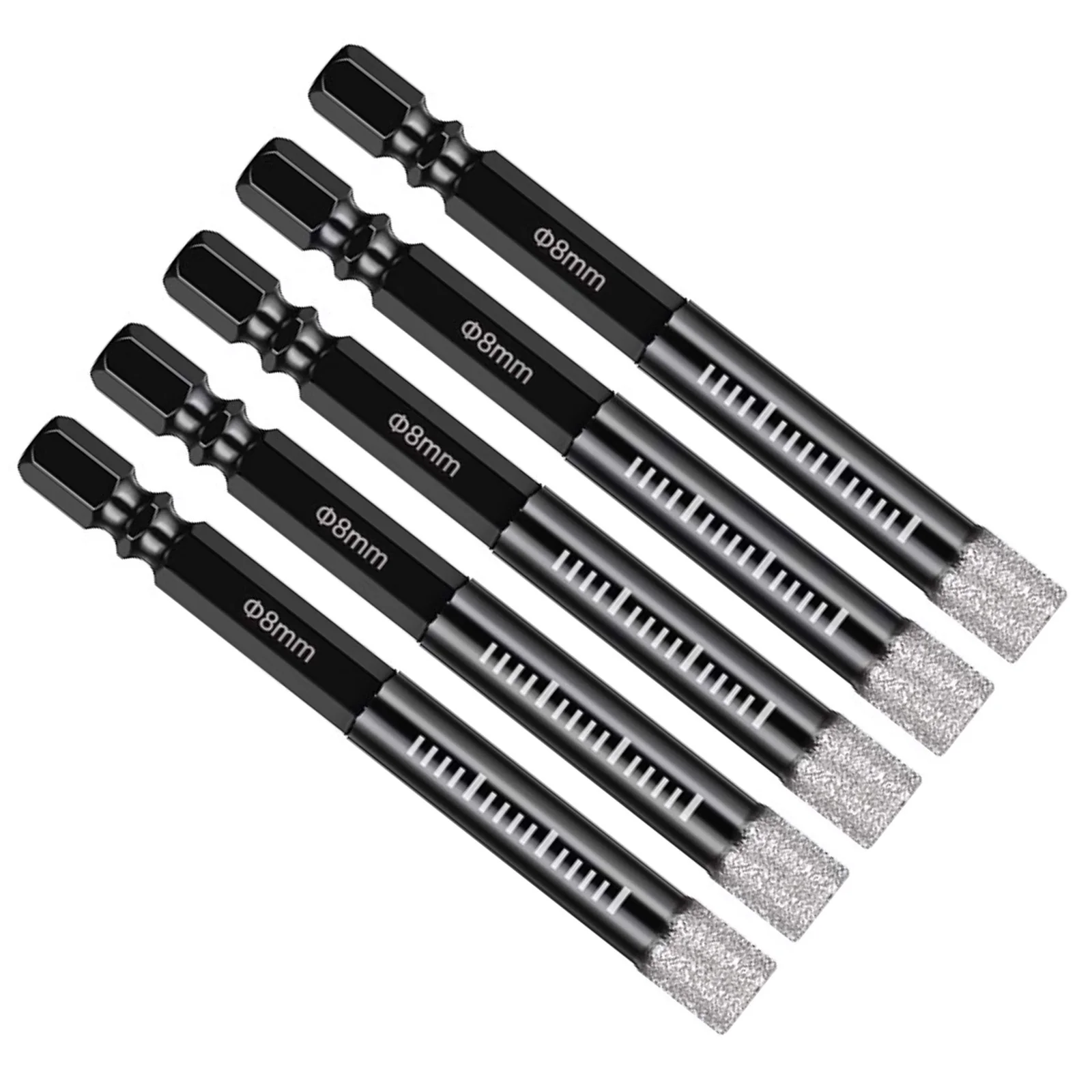 5Pcs 8mm Dry Diamond Drill Bits Vacuum Brazed Hex Shank 1/4