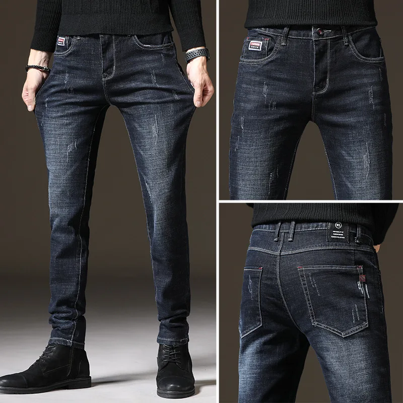 Fashion Denim Jeans Men\'s Summer Small Feet Slim Stretch Summer Casual Black Cowboy Teenagers Jeans for Men Streetwear Pants