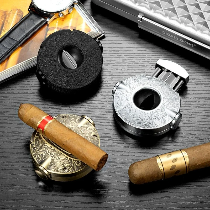 

UFO Disc Cigar Cutter V-Cut - Stainless Steel Blade Stylish Portable, Light Luxury Cigar Scissors with Gift Box