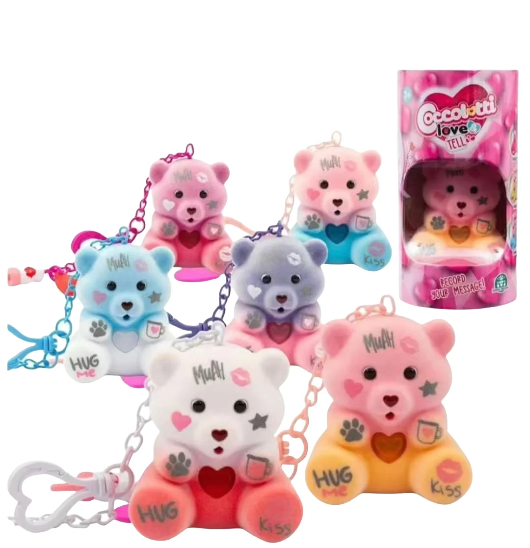 Coccolotti Orso Simpatico suono Registrazione Emette la luce Portachiavi Anime Unicorno Giocattoli Portachiavi Anime Zaino Accessori Bambola Regalo per bambini