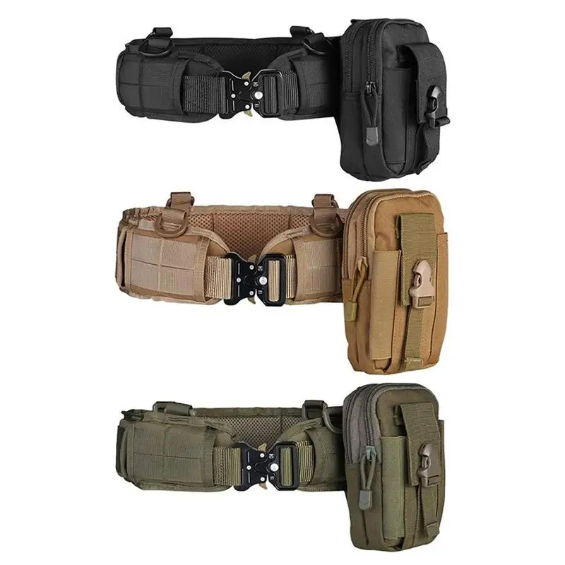 Outdoor Military Tacticals Adjustable Belt Men Molle Battle Belt Combat Outdoor CS Hunting Paintball Padded Waist Belt Set