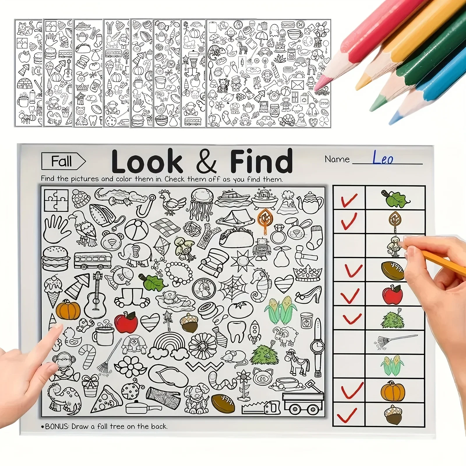 Malbuch mit verstecktem Objekt für Kinder, interaktives pädagogisches Matching-Spiel, Aktivitäten für frühes Lernen für Kinder, verbessern die visuelle Wahrnehmung – Detail 2