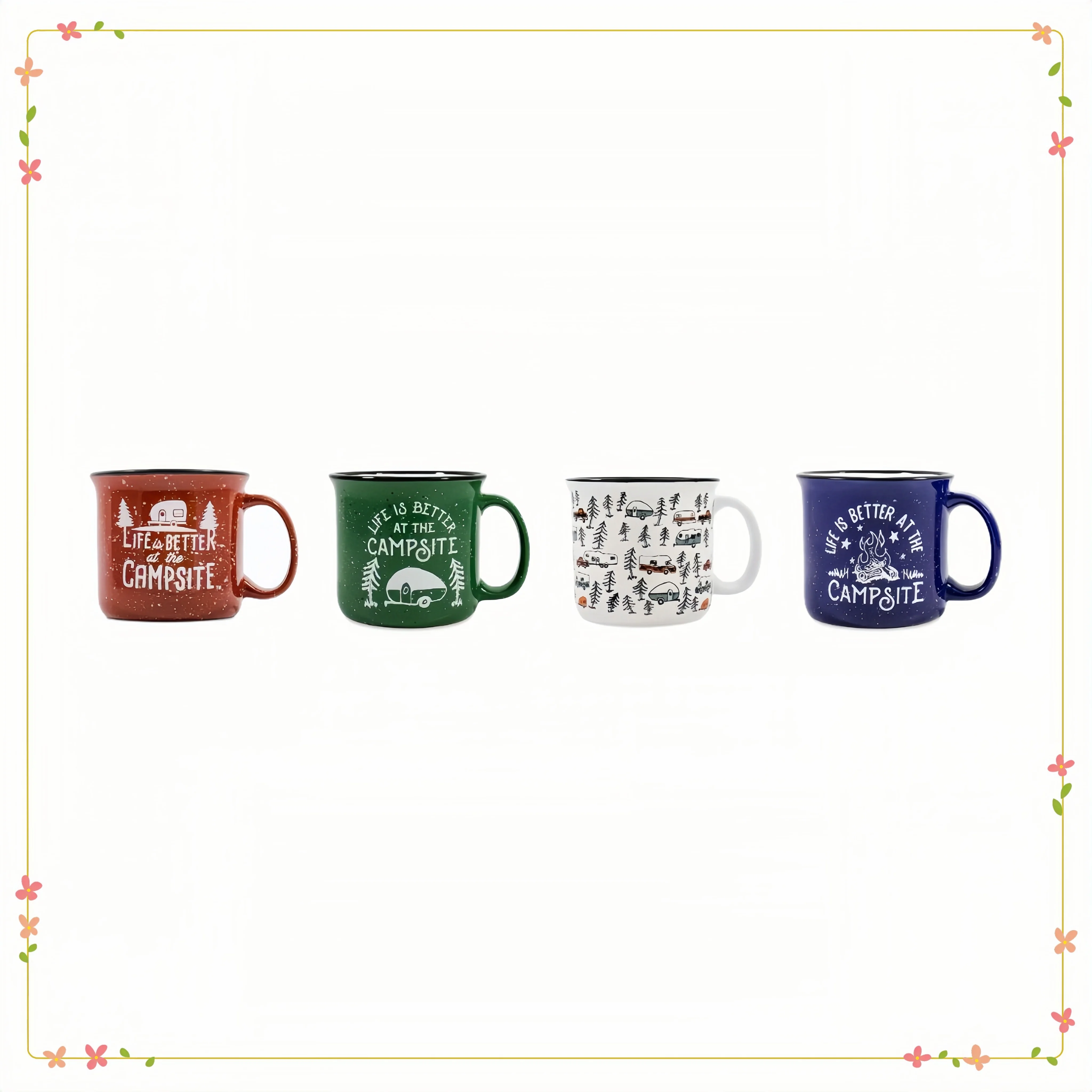 Set di tazze da campeggio da 2 pezzi multicolori, tazze da campeggio in ceramica da 14 once per esterni, picnic e uso domestico, confezione da 4