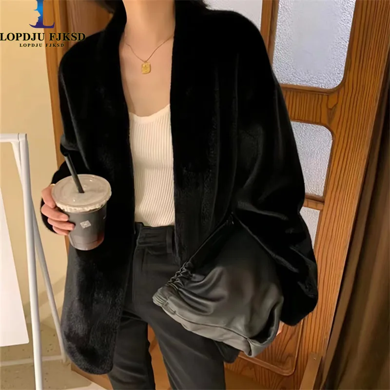 

Faux Mink Fur Coat for Women, Covered Button, Japan Style Jacket,Thick Warm Female Clothes,High Quality,Autumn and Winter