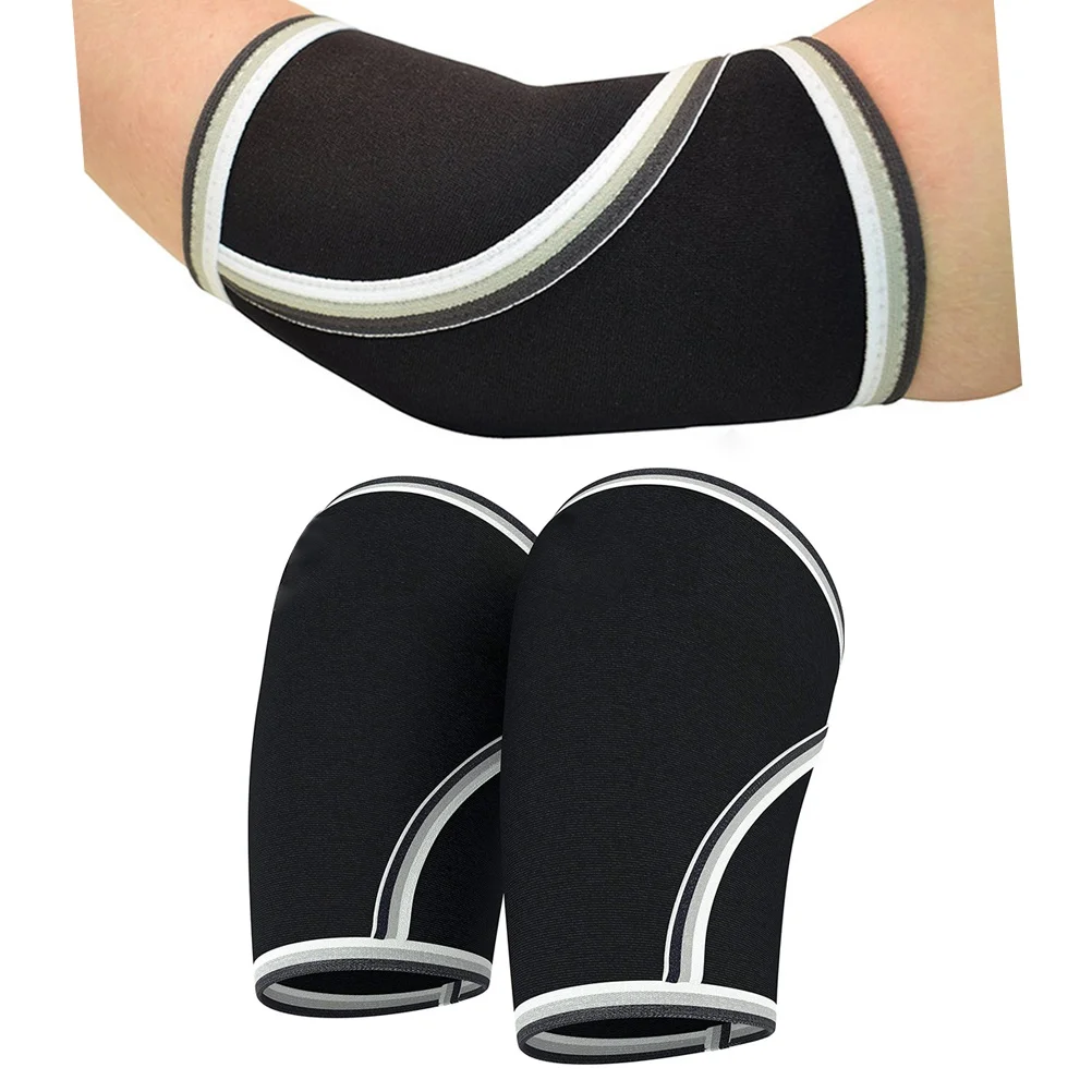 1 Pair 5mm Protective Elbow Sleeves Elbow Support for Weightlifting Powerlifting Cross Training