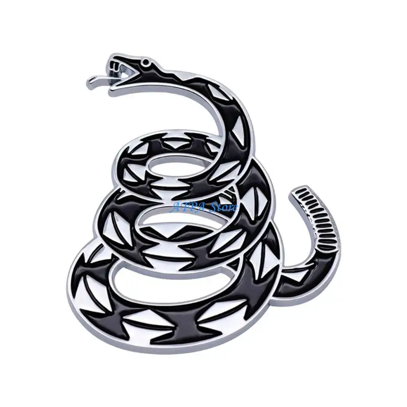 

U13C Strong Automotive Decal 3D Snake Metal Car Sticker Gadsden Flag Designs Car Badge for Truck Motorcycles Yellow