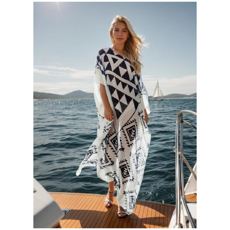 F4759 Kaftan Pareo Sarongs Cover-Up chiffon strandjurk