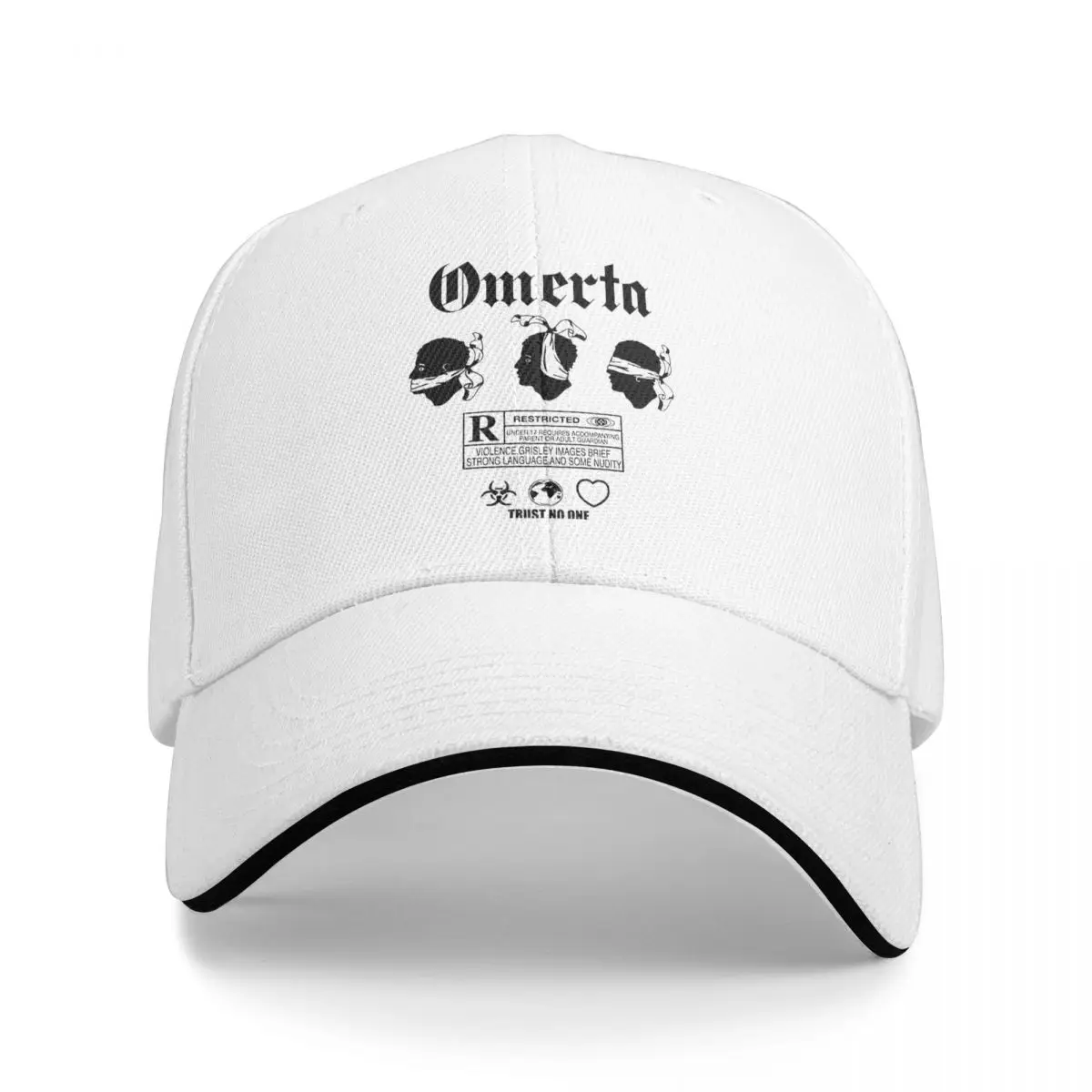 Omerta Baseball Cap Hip Hop Sandwich Cap Unisex Style Adjustable Dad Hat Running Golf