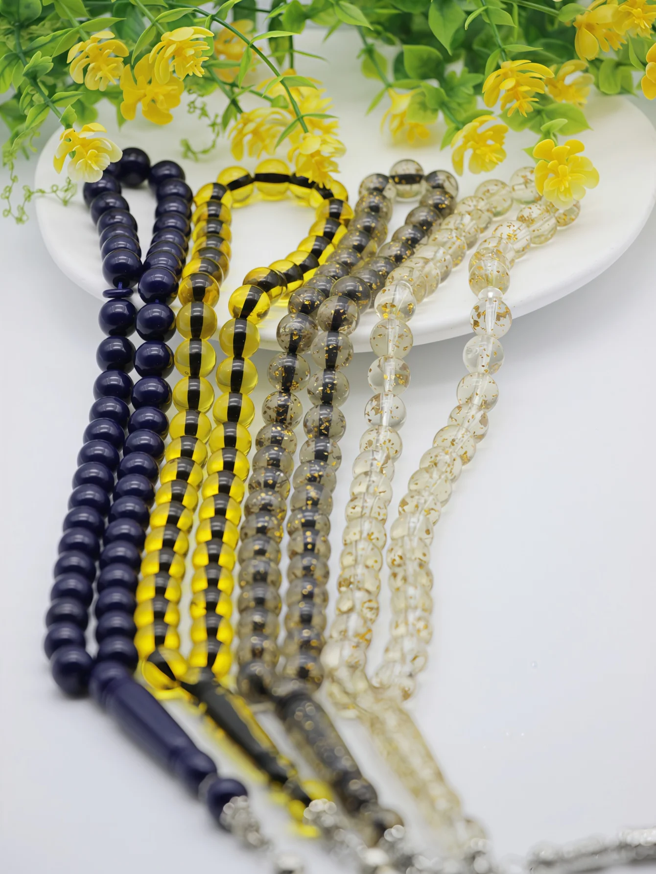 خرز صلاة إسلامي من الراتنج متعدد الألوان مع قلادة عقدة سلتيك، تسبيح مسلم للصلاة المقدسة