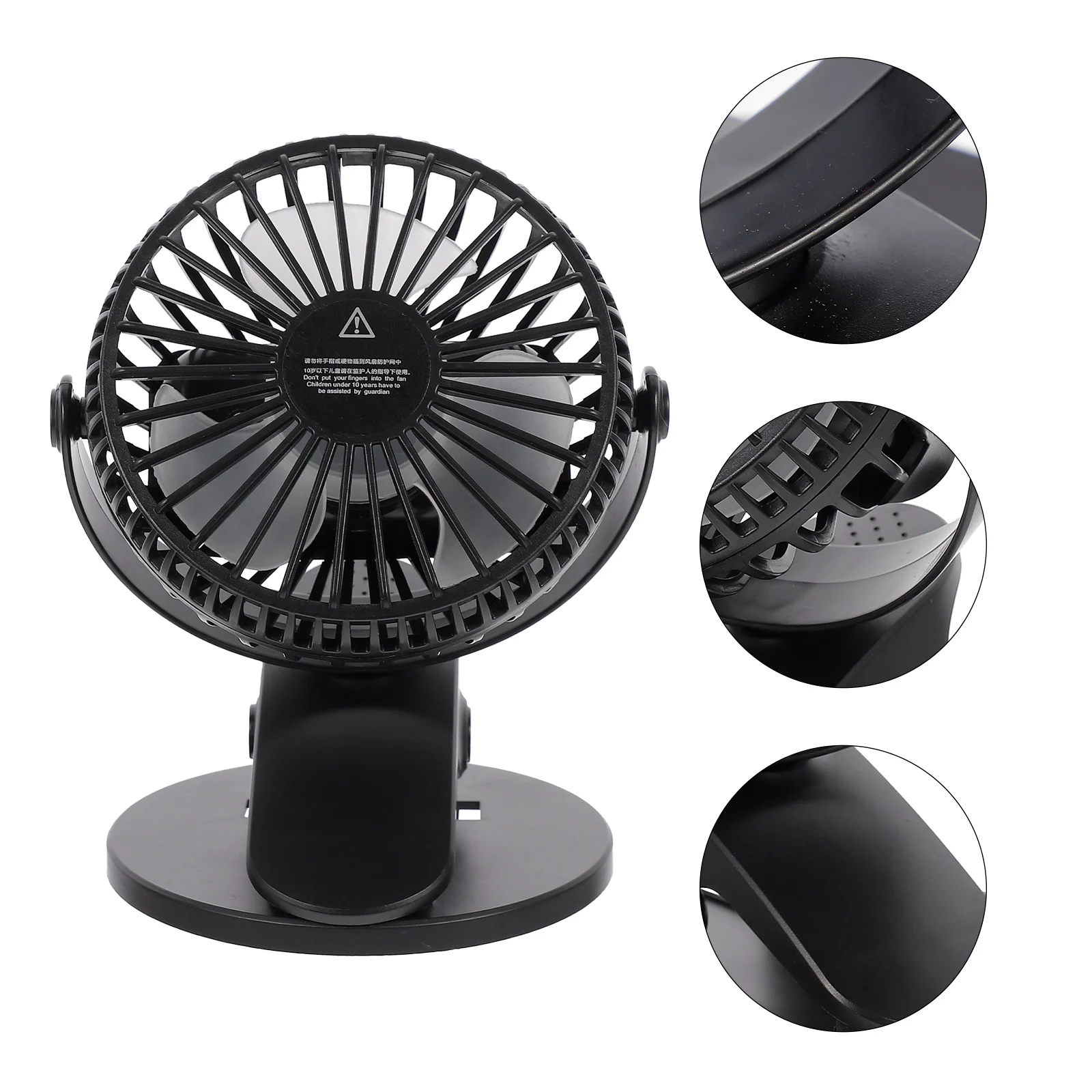 

USB Rechargeable Mini Cooling Fan Portable Clip Cat Ear Design Silence Fan for Office Home School Summer Black
