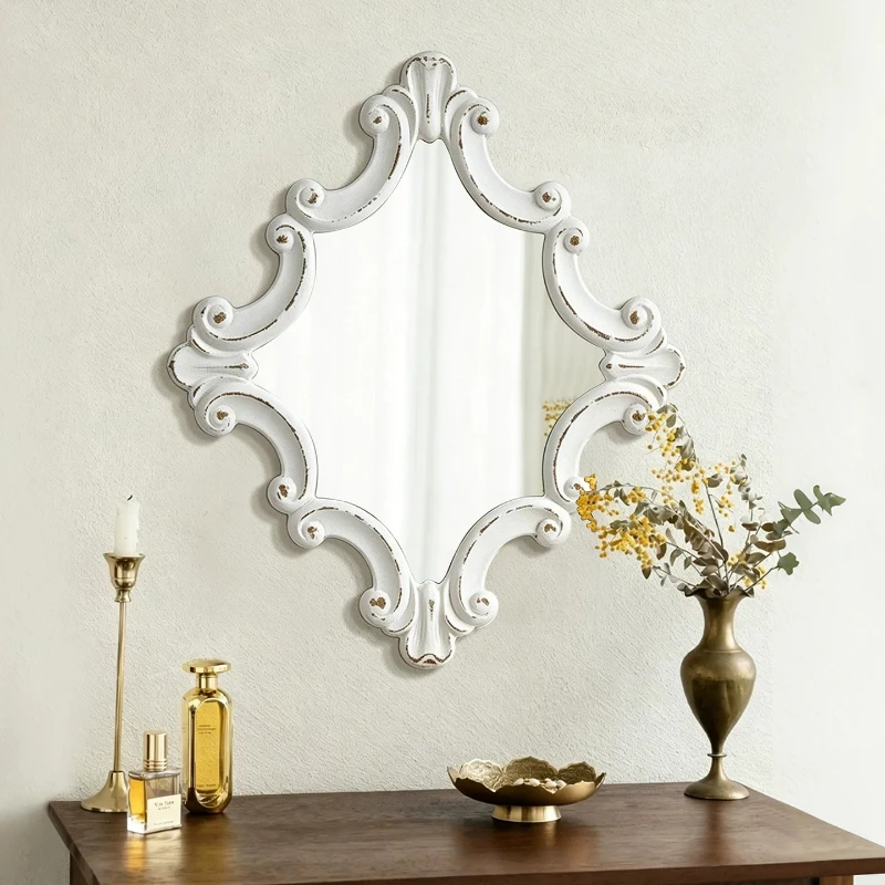 Old wall-mounted mirror porch dining room living room wall makeup mirror