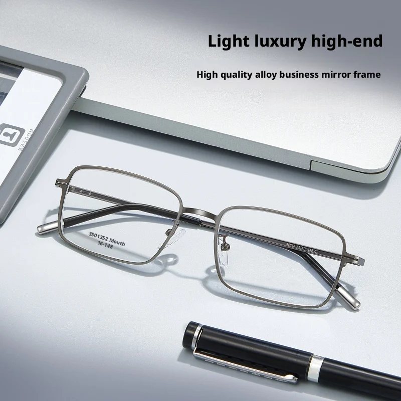 

Мужские титановые очки, настраиваемые квадратные очки по рецепту с защитой от синего света, ультралегкие оптические очки для близорукости 35013