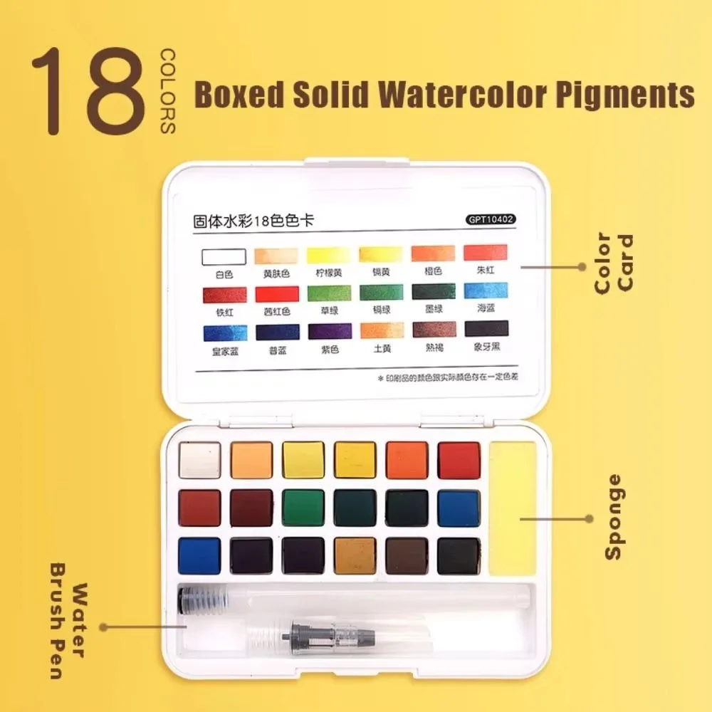 12/18/24/36 Colors Solid Watercolor Paint Set Professional Beginner Foldable Travel Water Color with Painting Brush Portable