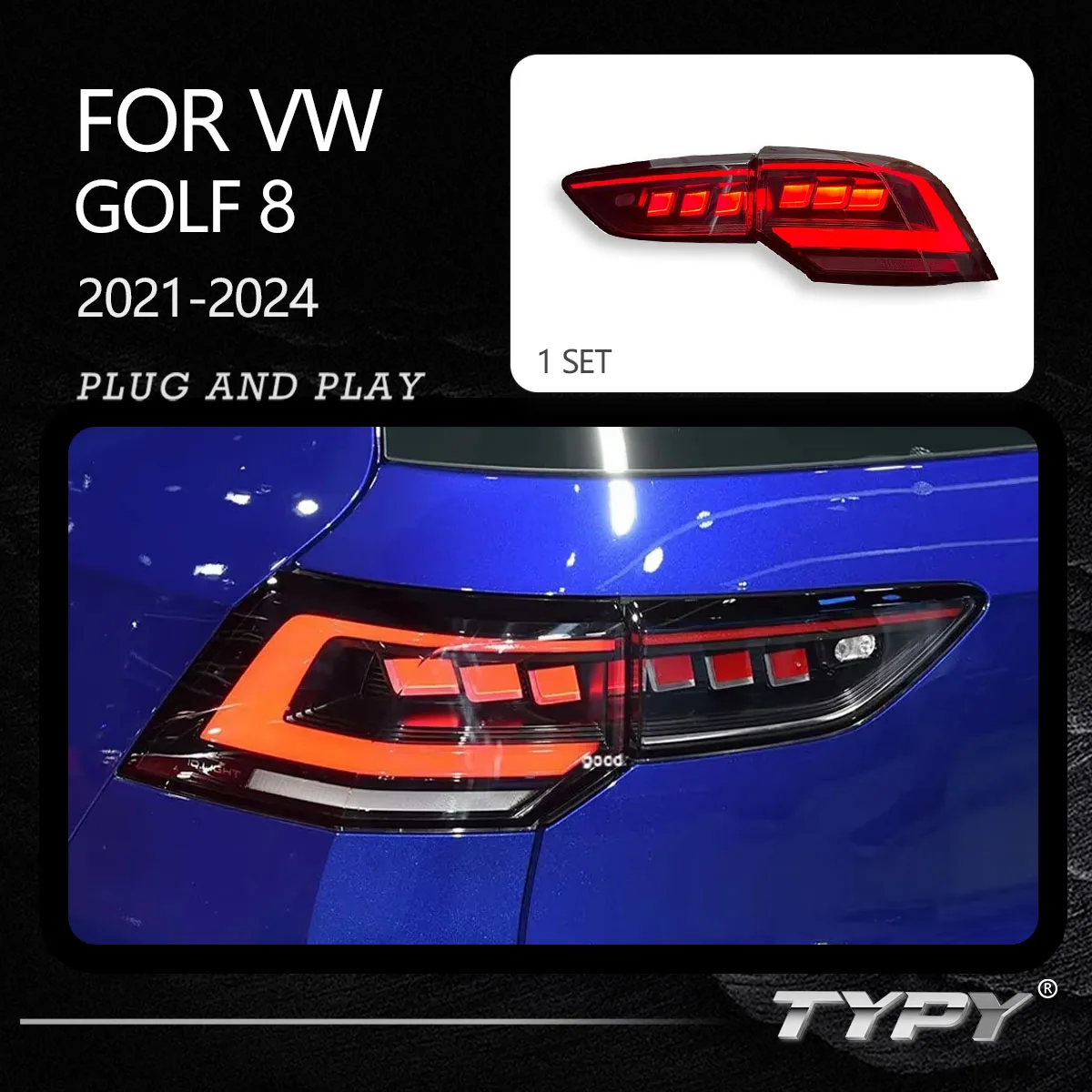 

TYPY Dynamic Turn Signal Tail Lamp Automotive Accessories Upgrade Modified New LED For VW Golf 8 MK8 Taillight 2021-2025