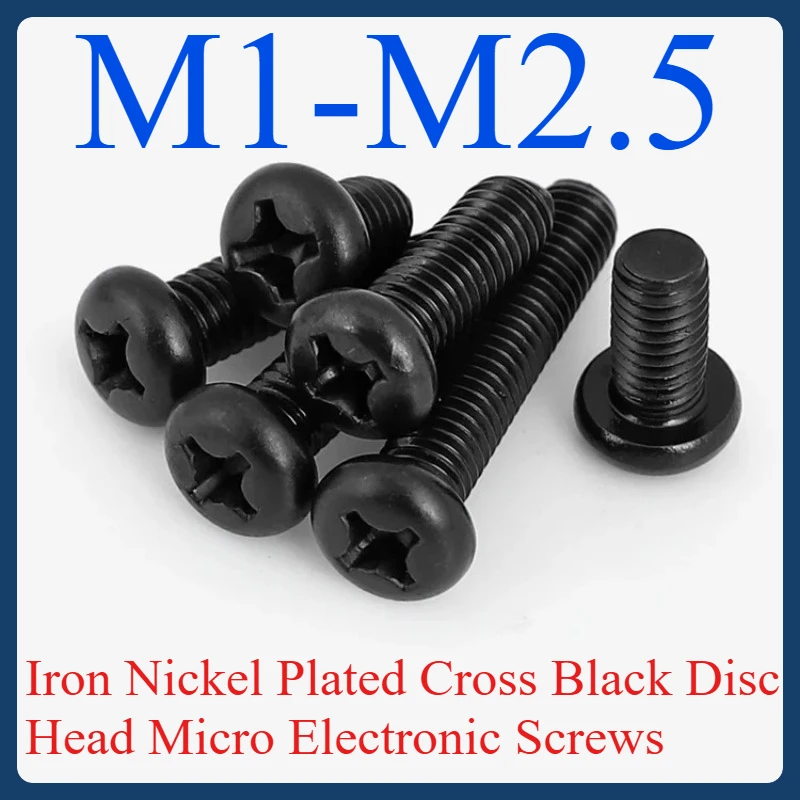 

M1 M1.2 M1.4 M1.6 M1.7 M2 M2.5 Carbon steel cross-head black pan-head miniature
