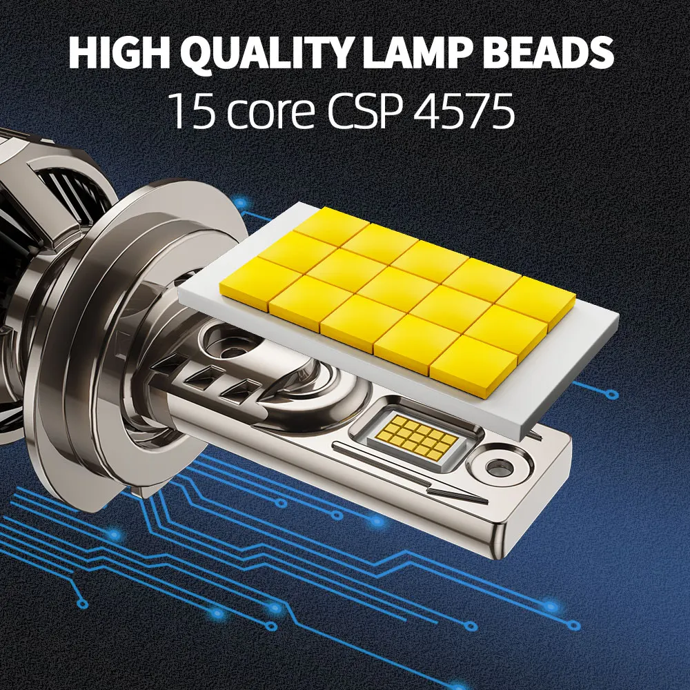 Infitary High Power LED Headlights for Auto H7 H4 Car Bulb H1 H11 HB3 9005 HB4 9006 170W CANBUS Lamp 2 Copper Tube Lights for Au
