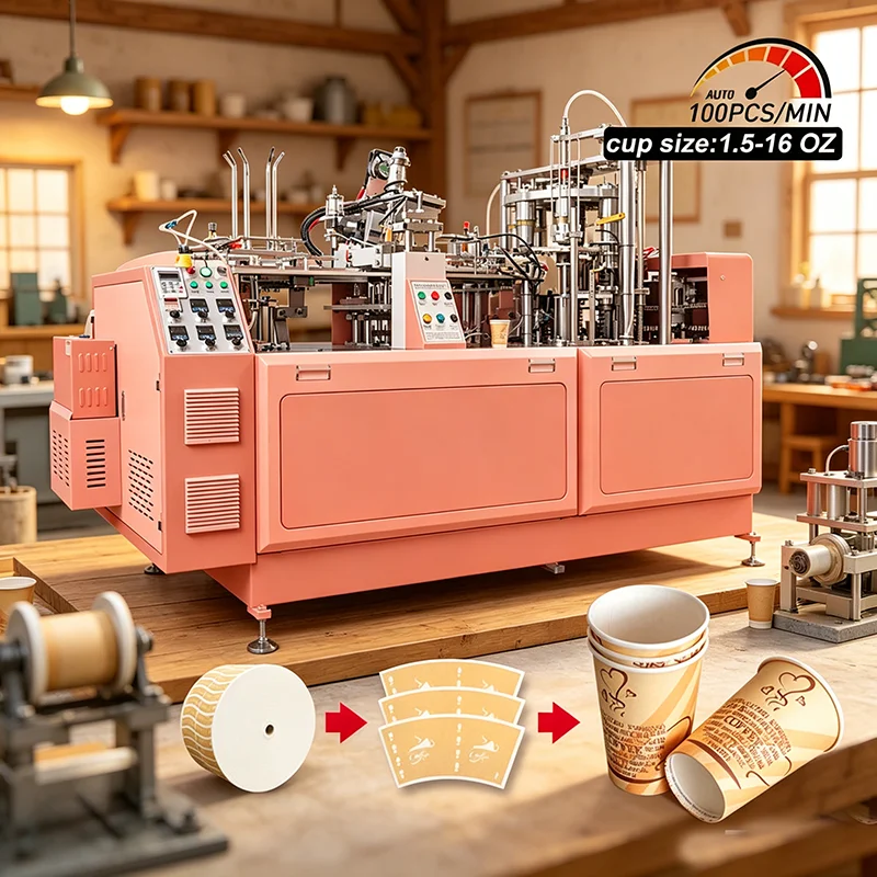High Output Large Size 22oz Paper Cup Forming Machine For American Cold Drink Milkshake Disposable Cup Manufacturing