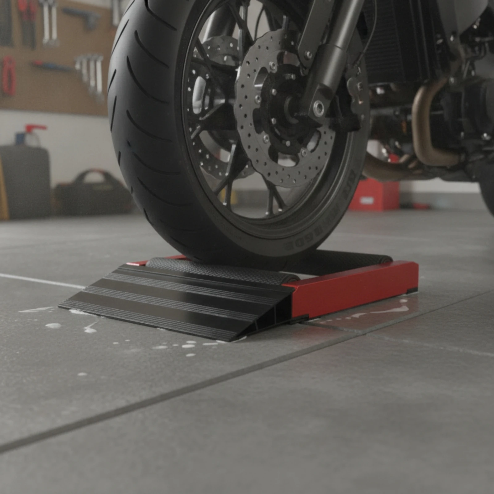 

Motorcycle Roller Stand Sturdy Motorcycle Wheel Cleaning Stand Stable Easy to Use for Bikers, Home Garage, Workshop