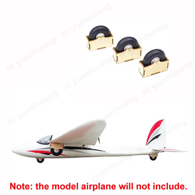 Roue de train d'atterrissage en bois clair pour modèle de planeur Surfer X8, diamètre 40/50mm, pièces de Modification de glisse antidérapantes pour avion RC, 3 pièces