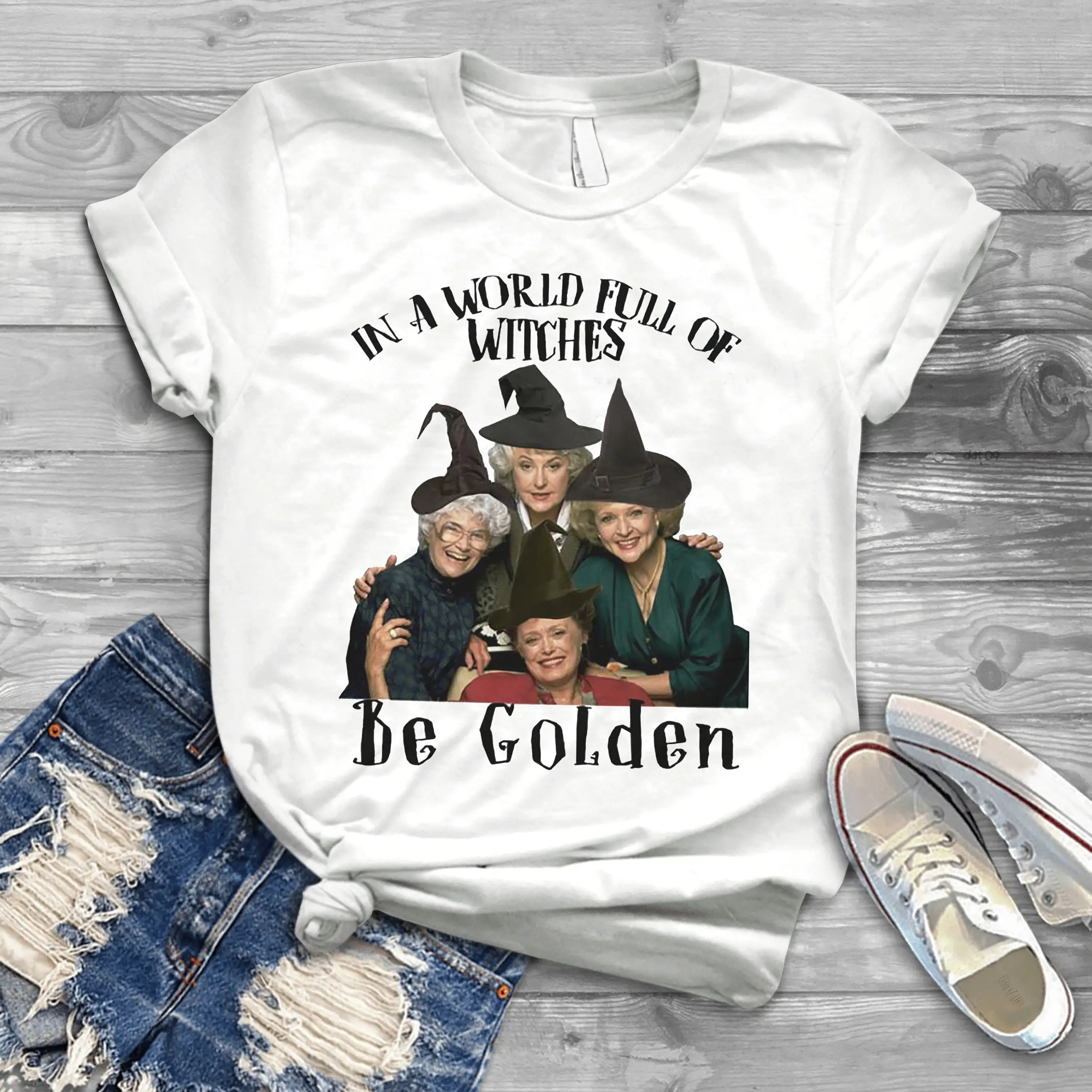 In A World Full Of Witches Be Golden Halloween T Shirt For You And Your Friends