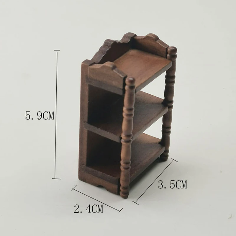 1/12 Mini Bookshelf Dollhouse Vintage Wall Cabinet DIY Craft Dollhouse Model Collection Miniature Kitchen Shelf Storage for Kids