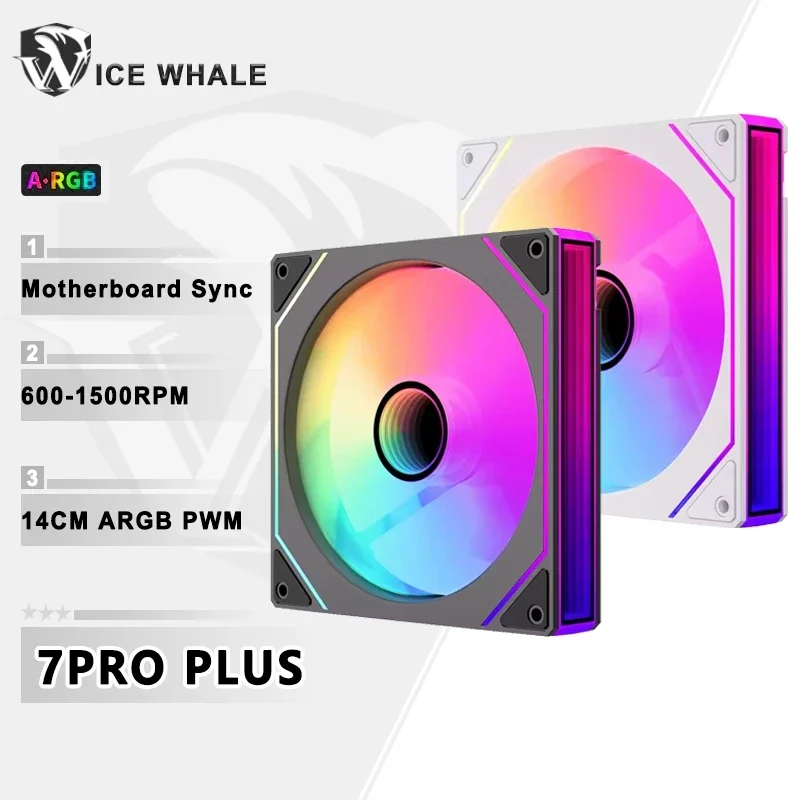 ICE Whale Prism 7PRO PLUS ARGB PC Case Fan 14cm Infinity Mirror Design Motherboard Sync 4PIN PWM CPU Cooler Fan Ventilador