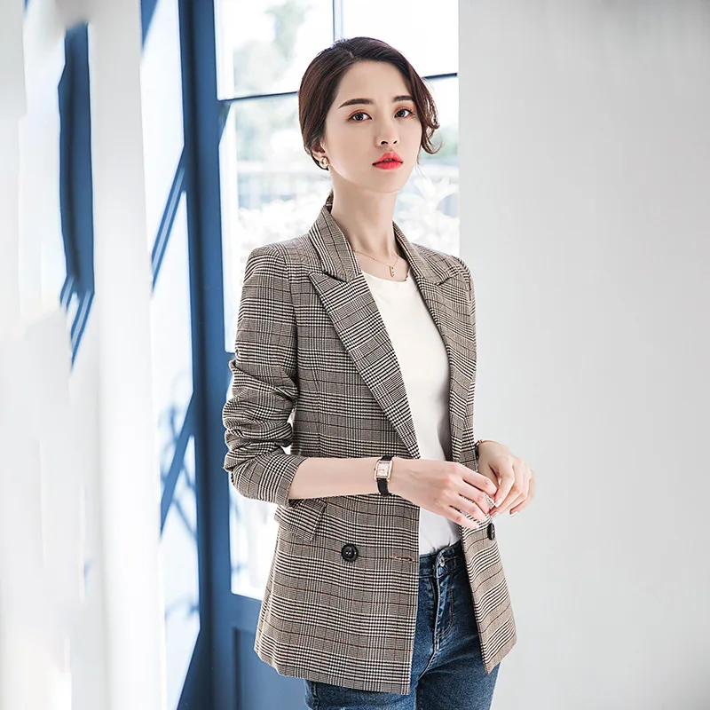 Blazer à Carreaux Imbibé pour Femme, Robe de Bal, Veste de Bureau Formelle, Manteau de Mariage, Tenue Tuxedos avec Doublure, 1 Pièce