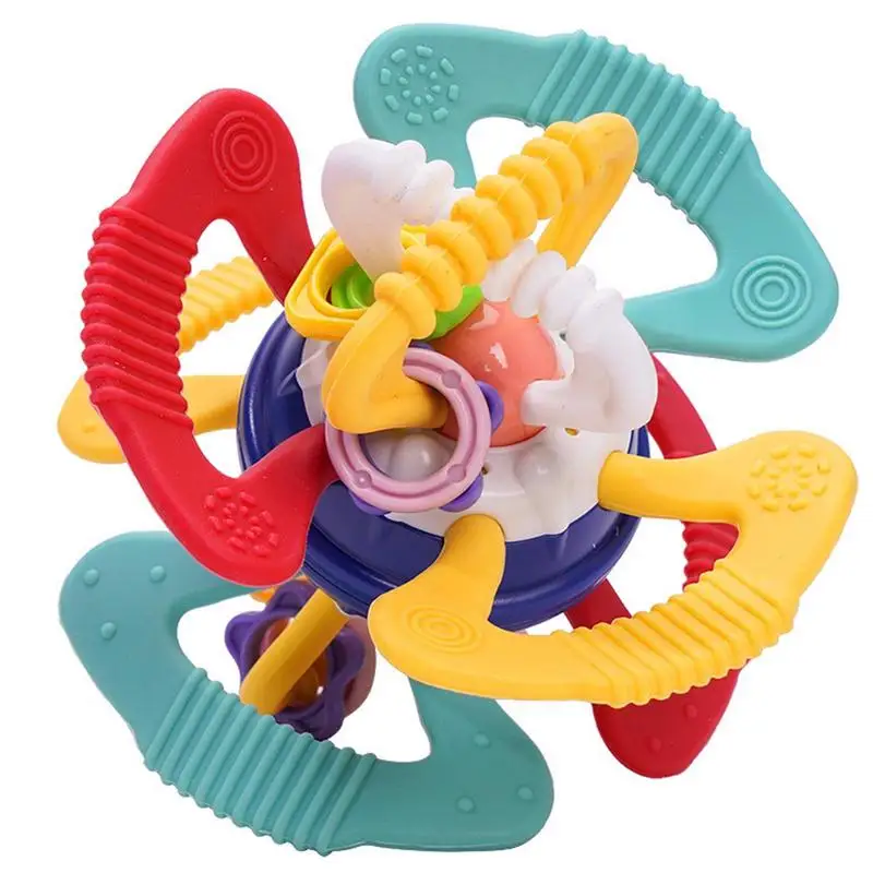 Anneau de dentition sensoriel pour enfants, jouet sensoriel à préhension, poignée multi-texturée, accessoires de développement d'apprentissage, dentition à croquer