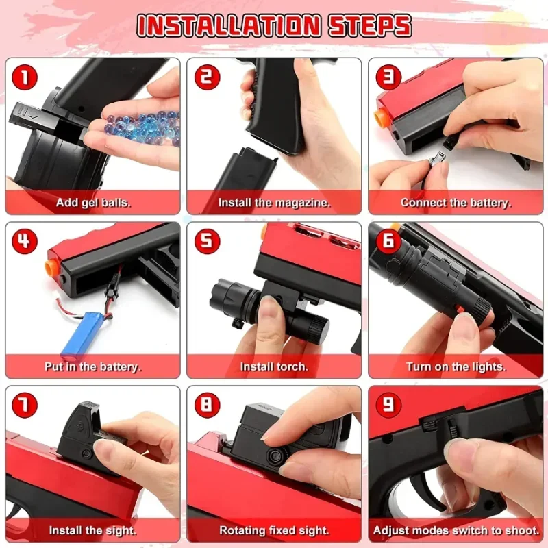 2025 Nuove pistole gel AMT 2 IN 1 Dual Mode Gel Ball GLOC G17 Pistola giocattolo Tuta Gioco di tiro all'aperto Splash Ball Gun Adulti Giocattolo Compleanno