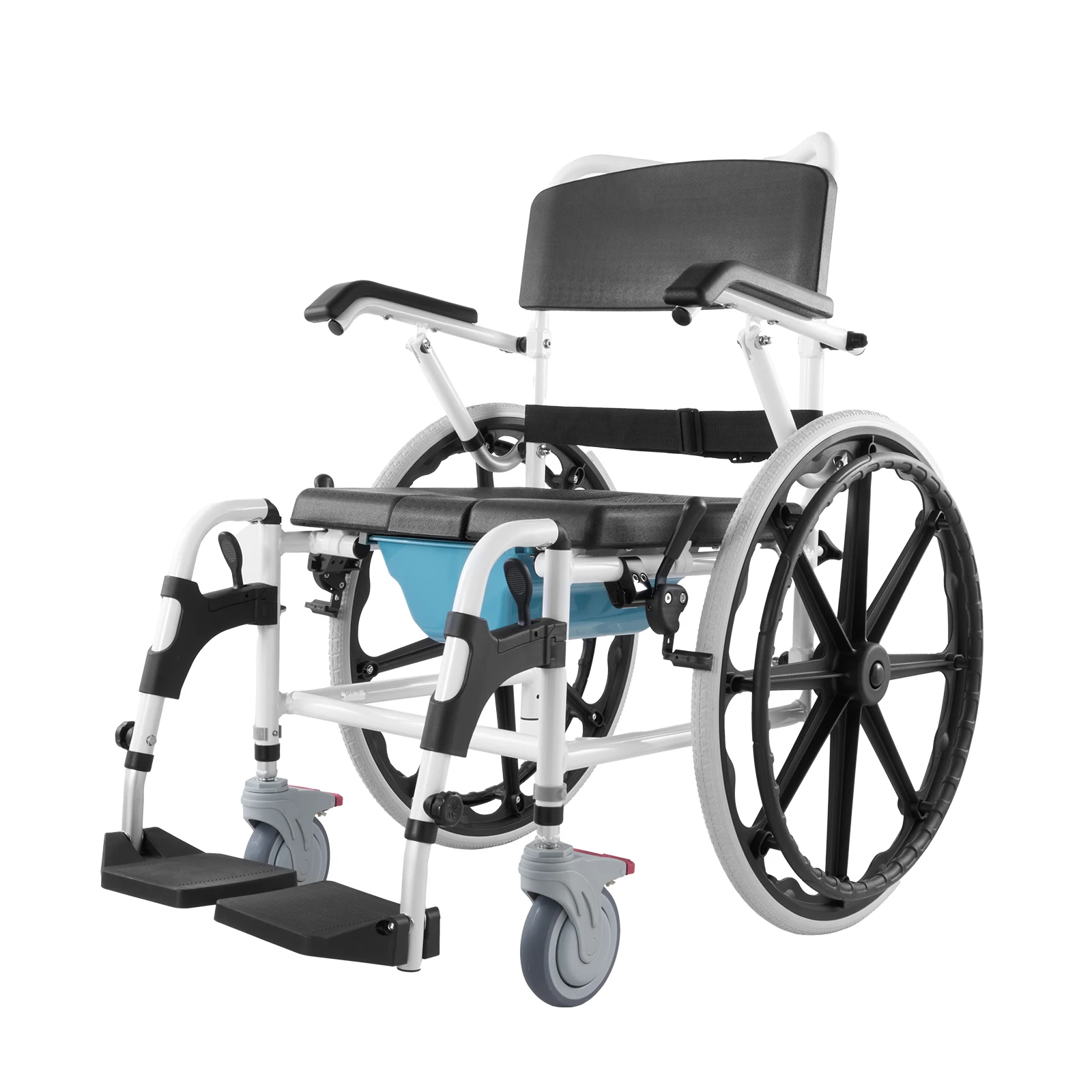 VEVOR Shower Wheelchair 17.5in Bathroom Wheelchair for Inside Shower Adjustable Rolling Shower Chair for Disabled Adult 300 lbs