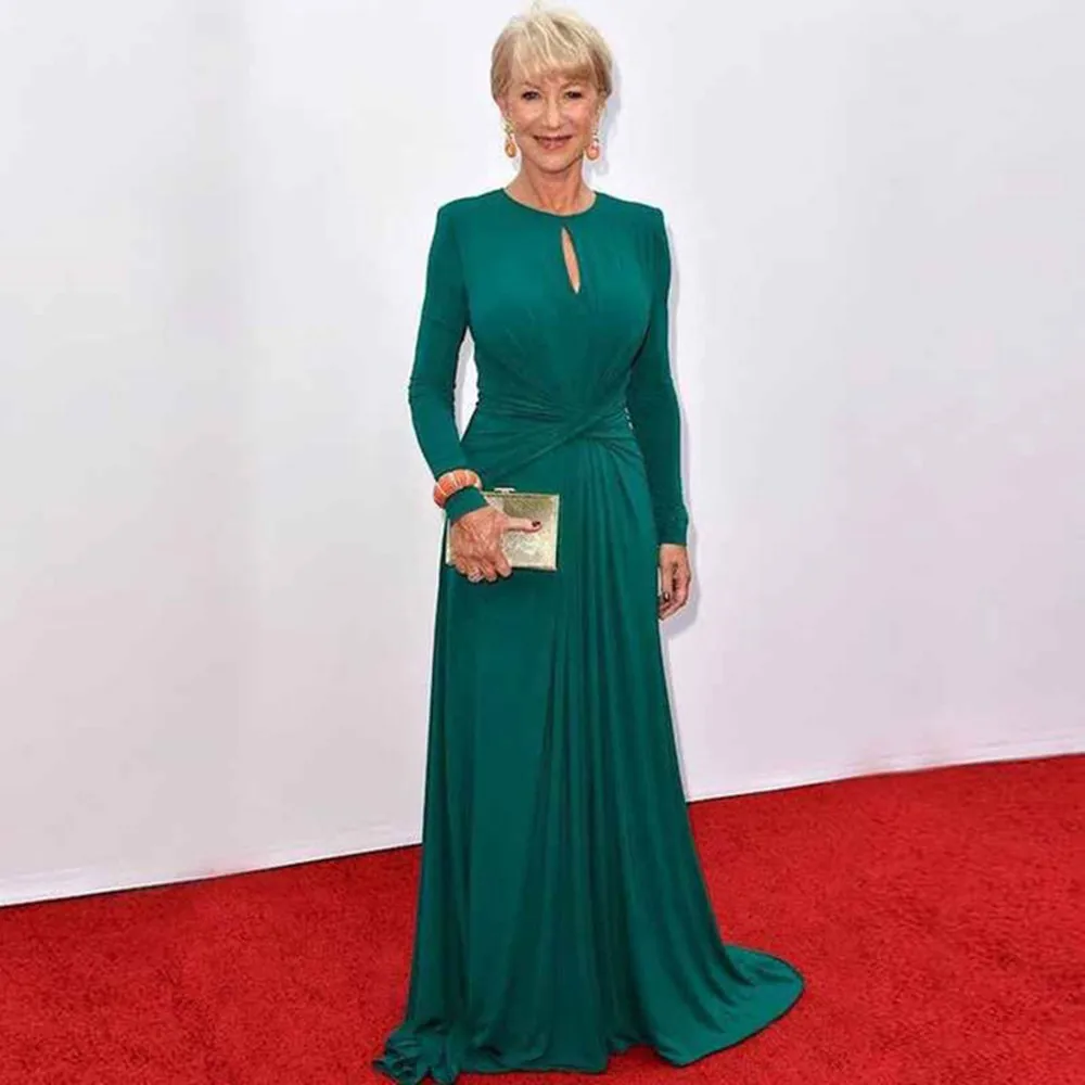 Vestido Formal de manga larga para madre de la novia, traje de novio, color verde, talla grande, 2022