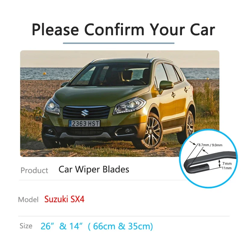 لسوزوكي SX4 2006 ~ 2022 الزجاج الأمامي فرشاة الملحقات 2021 2020 2019 2018 2017 2016 2015 2014 شفرات ممسحة السيارة الأمامية #2