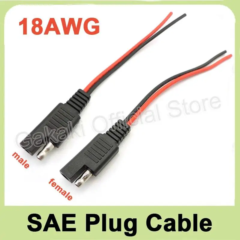 12V 18AWG SAE Power Automotive Extension Cable 2 Pin DIY Connector Line Male Female Plug Copper Wire For Car Battery Solar Cable