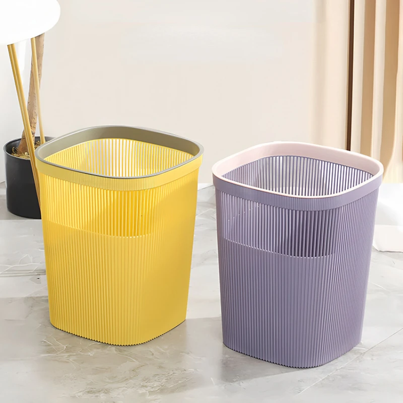 Nordic 2pcs Plastic Waste Bin Living Room Cleaning Tools Simple Large Trash Can Kitchen Creative Garbage Bin Bathroom Home Items