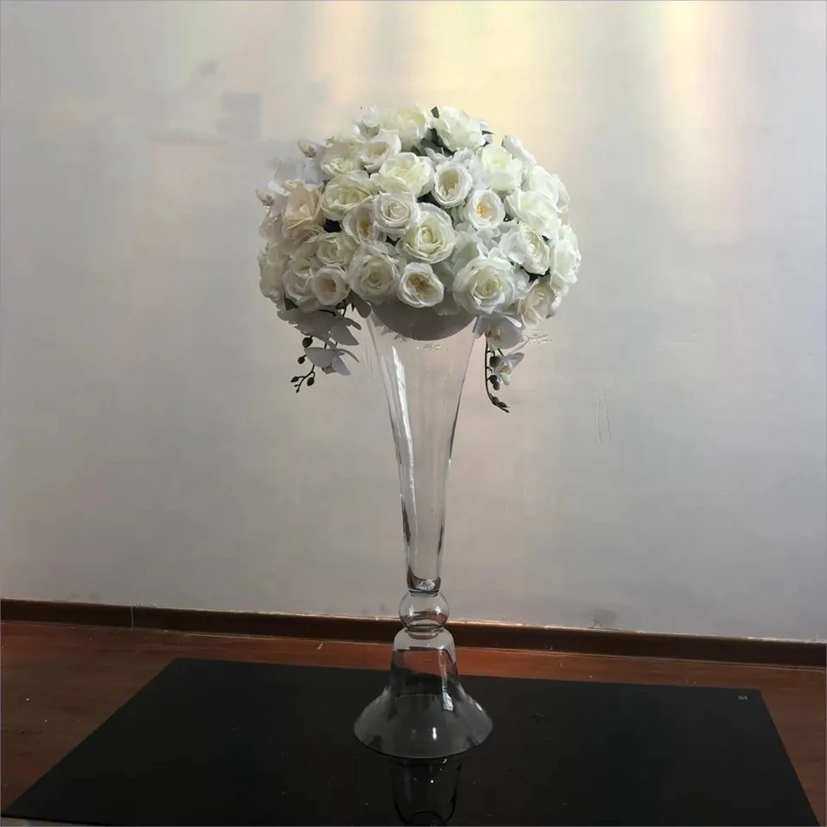 4pcs)Hot sale wedding decor 80 cm tall reversible trumpet flower arrangement glass vase