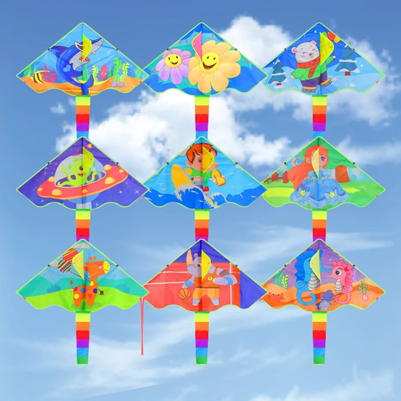 Cerf-volant Animal de dessin animé pour enfants, 1 pièce, facile à voler, amusant en plein air, sport, plage, Triangle, jouets pour enfants
