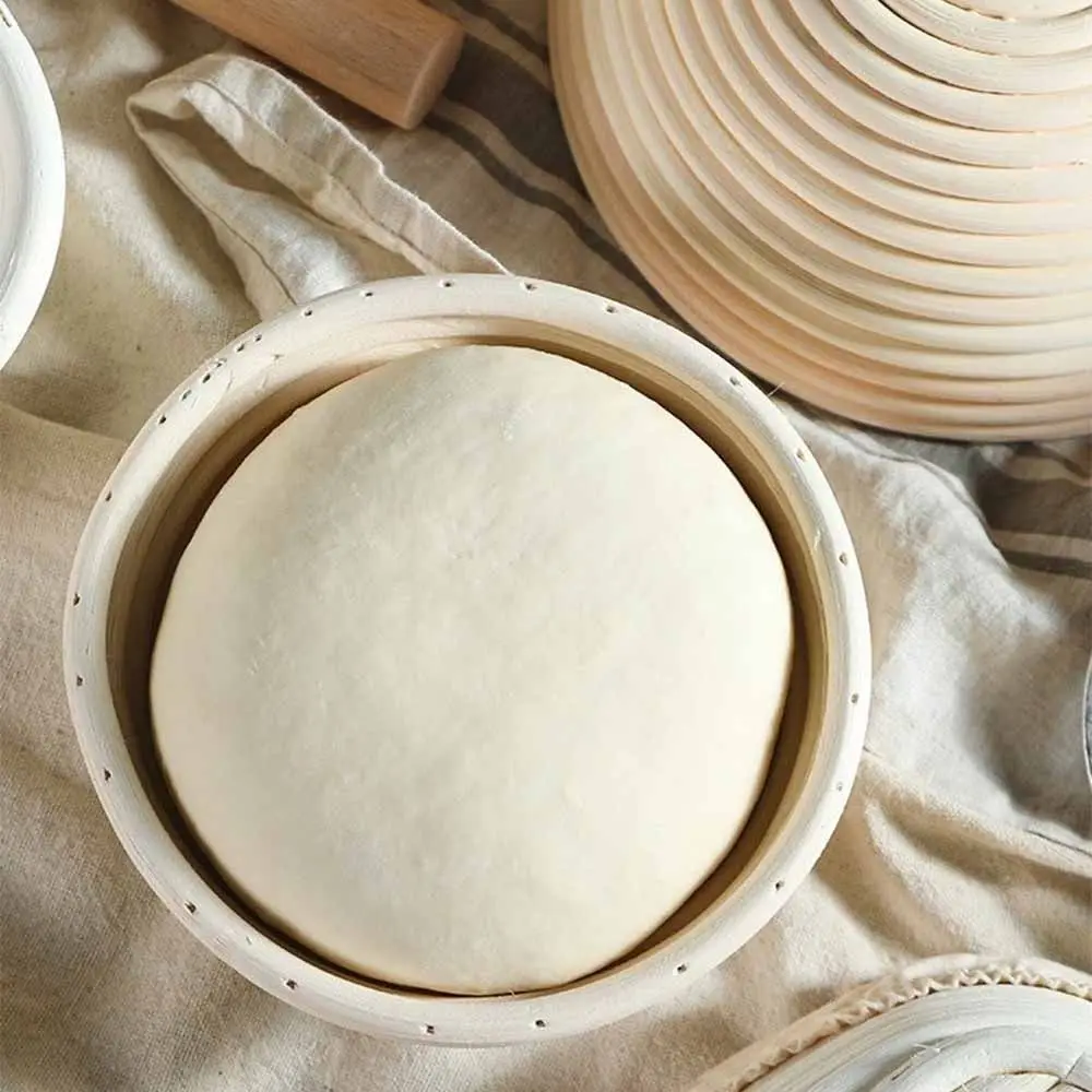 Round Bread Proofing Basket Bread Fermentation Linen Lining Dough Rising Rattan Basket 6 Sizes Breathable Cloth