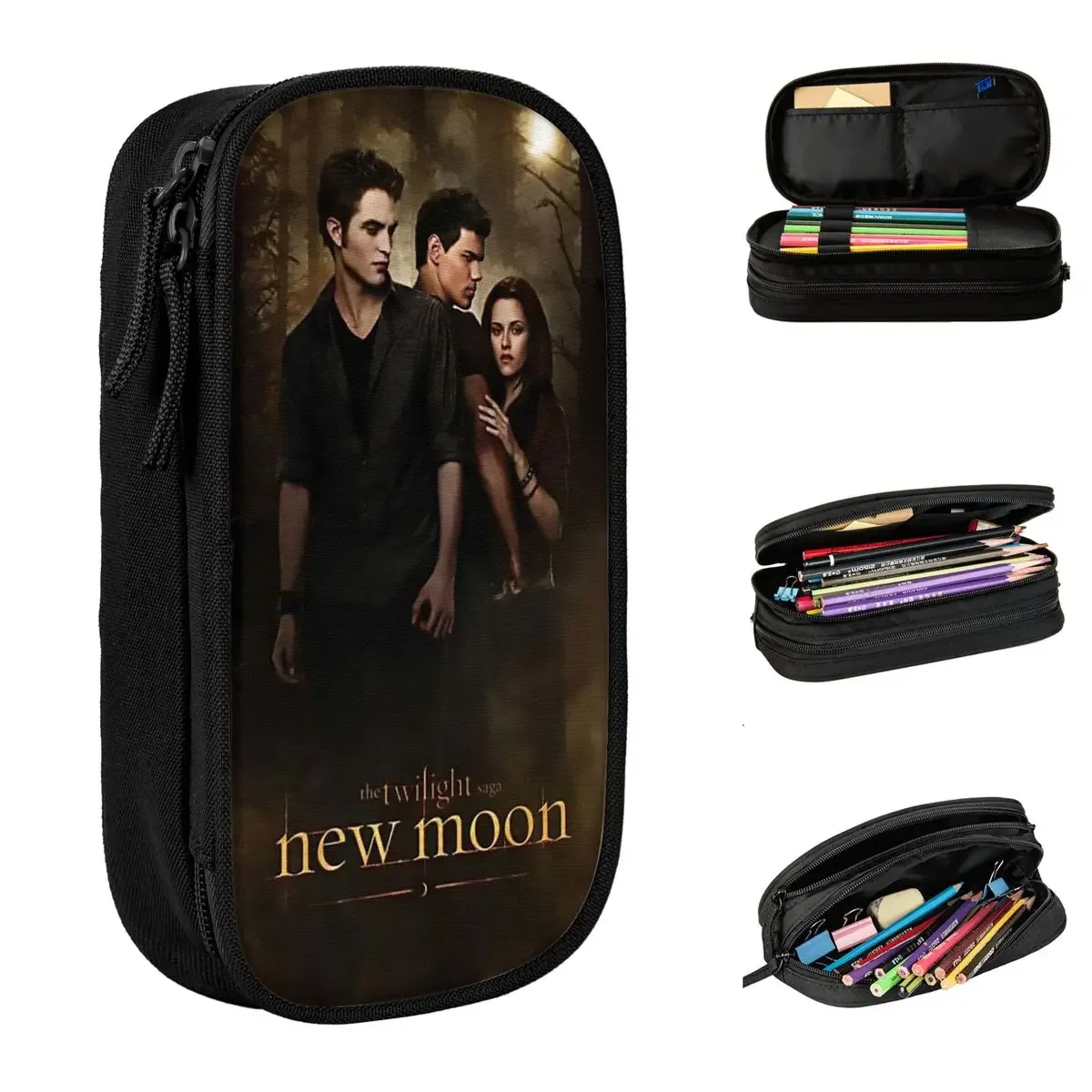 

The Twilight Saga New Moon Pencil Cases Classic Bella Edward Pen Holder Bag for Student Big Capacity School Supplies Pencil Box