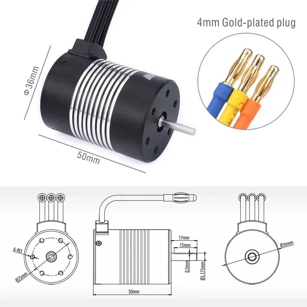 Rocket F540 2845 3650 3660 3665 3660 3674 4068 Wodoodporny silnik bezszczotkowy do samochodów RC 1/8 1/10 1/12 WLtoy 12428 10428 WPL Traxxas