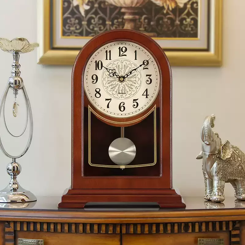 

Ретро настольные часы цвета ореха, механические настольные часы, деревянные часы-маятник для гостиной, точные часы для хронометража, украшение для дома