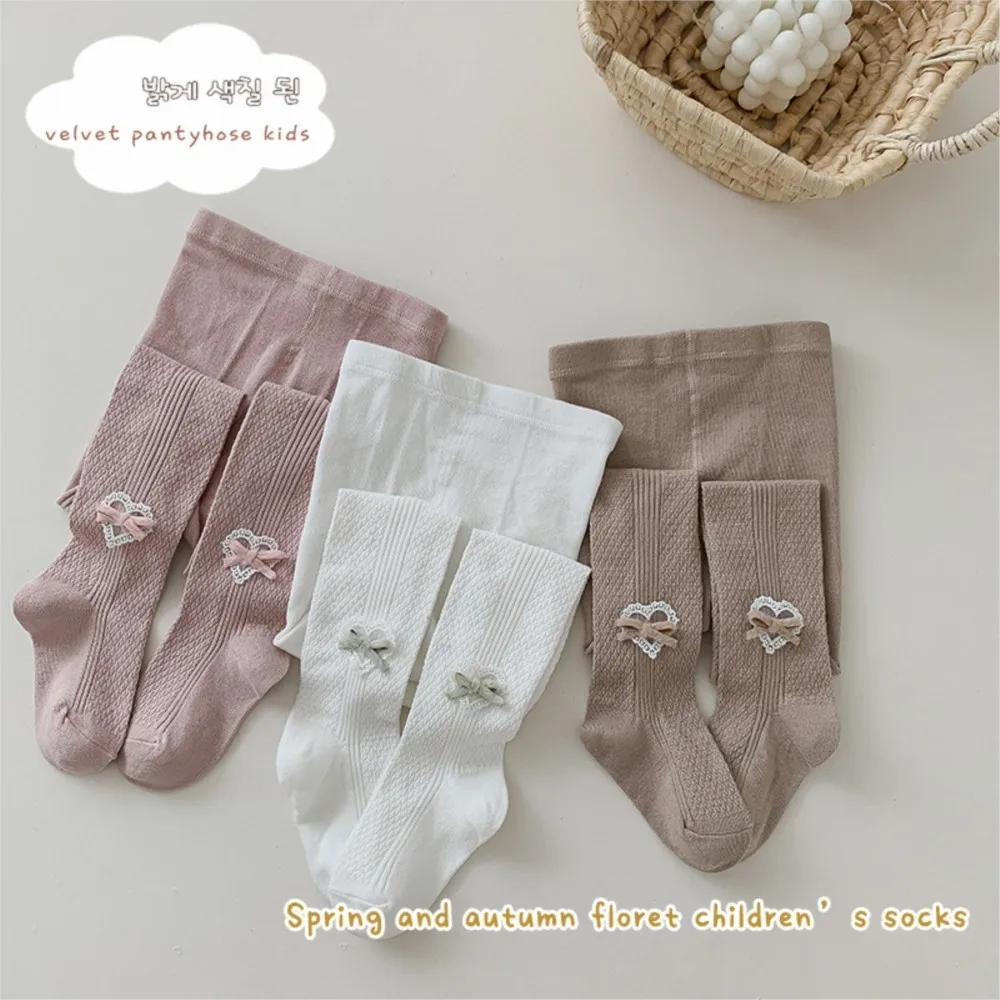 Girls pantyhose autumn thin combed cotton breathable children's thin leggings lace Jacquard pantyhose outside.