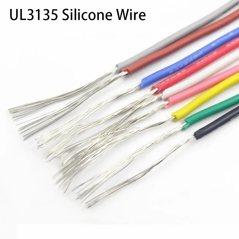 20M 50M 100M Copper Wire 24AWG Soft Silicone Rubber Insulated Flexible UL3135 Electron LED Lamp Lighting Cable