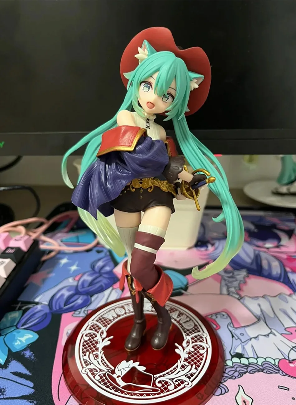 Hatsune Miku Desktop Niedliche Actionfigur Tale Wonderland Miku Der gestiefelte Kater Anime Figur Kawaii Mädchen Modell Spielzeug Entzückendes Dekor – Detail 4