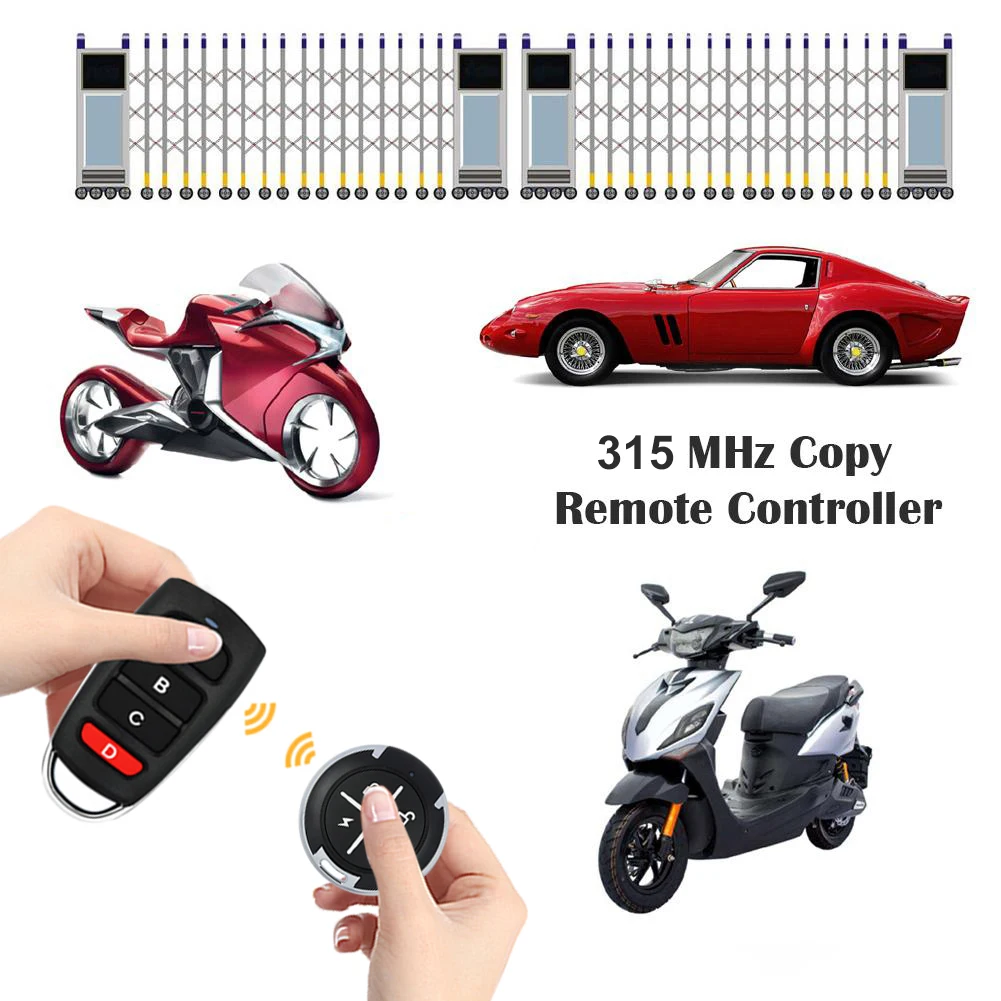 

Mini Remote Control 315MHz/433MHz Handheld Controller Wireless 4 Channel for Gate Garage Door