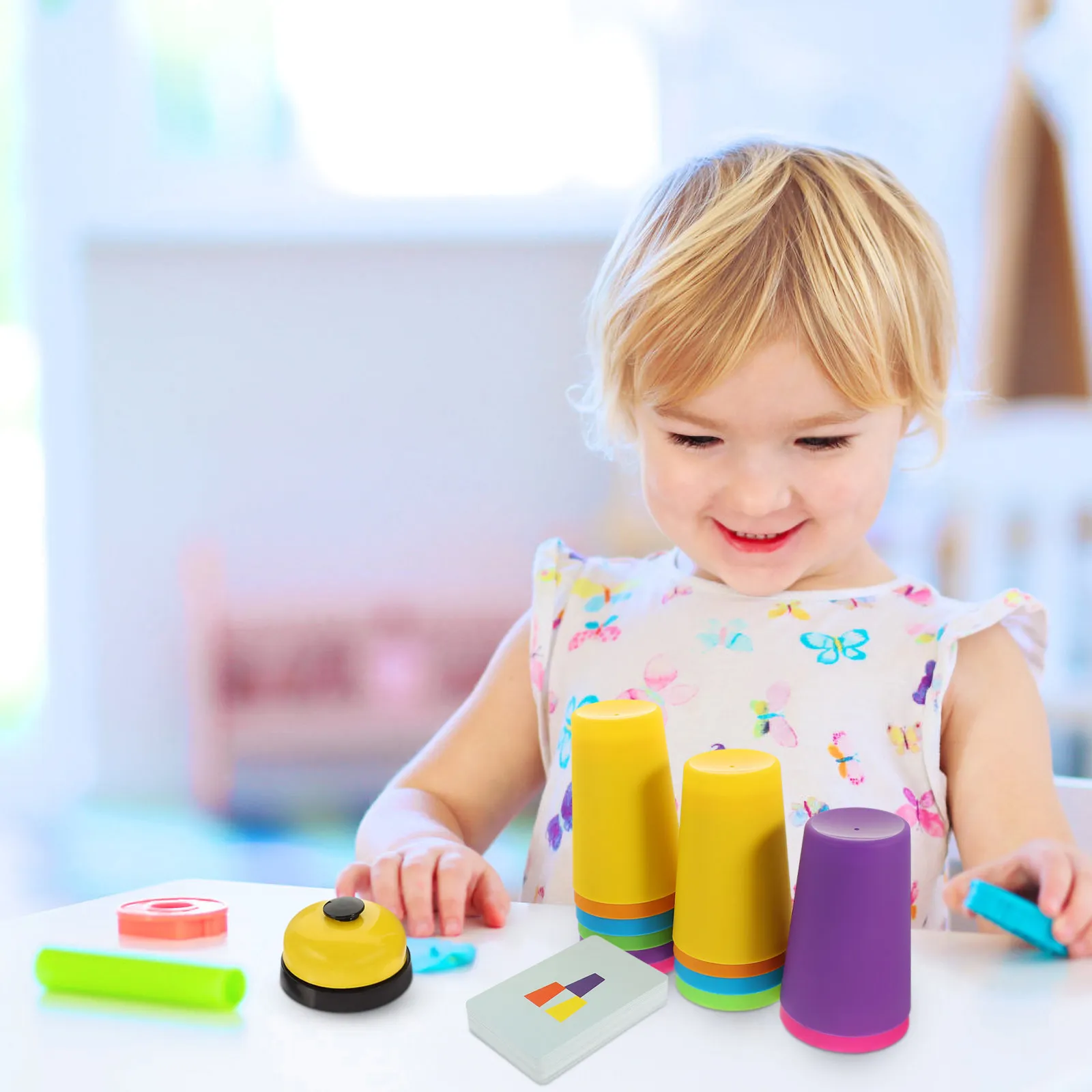 1 jeu de tasses empilables colorées, jeu éducatif d'entraînement à la réaction pour enfants, jeu de fête d'apprentissage précoce pour parents et enfants